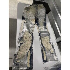 NEW Who Decides War (32) Ripped Laced Embroidered Art Metal Patches Blue Jeans